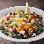 16-item power salad with kale and organic quinoa, flaxseed oil dressing