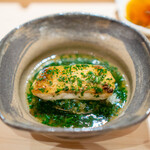 鮨 崚 - 赤むつご飯 シャリ、 百合根、 赤むつ、 春菊の餡