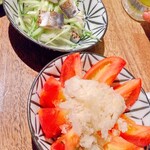 魚寿司 大塚のれん街 - コノシロの酢の物とガリトマト