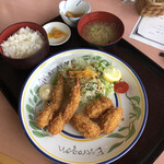 てしお温泉 夕映 レストラン - エビ・カキフライ定食 1,000円