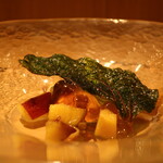 RISTORANTE IL NODO - 渡辺農園のサツマイモ色々 アールグレイのジュレ掛けアップ