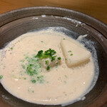 割烹 一楓 - 鍋：白子のスープ　真鱈 白子を裏ごして作ったスープ。文句なく美味しい。 さらっとした鱈との相性いいですね。