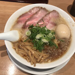 京都ラーメン 森井 - 京都熟成醤油味玉ラーメン（麺硬め、脂・ネギ普通）