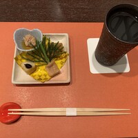 和diningひで - 先付４種と柚子酒お湯割り