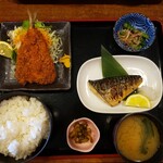 マルハチ商店 - お好み定食(アジフライ&サバ焼き)