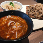 花粉 北堀江 - Ｂランチ[ピリ辛肉味噌つけざる蕎麦＋秋鮭ごはん]