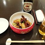 松の樹 - カキ炒めとキリンビール
