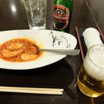 松の樹 - 海老チリと青島ビール