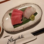 酒肴 新屋敷 - お刺身　本鮪とウメイロ