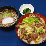 小黒川パーキングエリア上り線フードコート - 料理写真:南信州ジンギス丼ミニそばセット￥1150