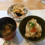 まるもと - まいたけ御飯・吸い物・香の物