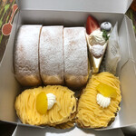 Obata - 買ったモノ。モンブラン・DXショートケーキ・ごきげんロールケーキ