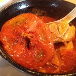 つけ麺 五ノ神製作所 - 海老トマトつけ麺　つけ汁