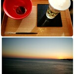 湯元館 ニュー浜島 - ウェルカムドリンクと部屋からの夕日