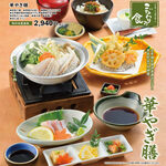 Hanayagi Zen (Sanuki starch small pot, conger eel and seasonal vegetable tempura)