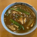 東家若竹分店 - カレー南蛮。かしわ肉、胸肉を使ってるのかな？これだけがちょっとザンネン。