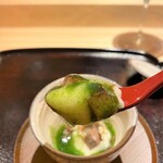 麻布さおとめ - 百合根、牛タン、秋トリュフ、春菊ソース