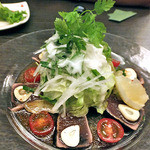 Nihon Ryourikagura - 鰹のカルパッチョ 香り野菜のせ