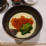 鮨匠 のむら - 茶碗蒸し、鮃、障泥烏賊、紅はるか餅、菜の花の、いくら