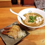 麺屋 六感堂 - 赤海老握り寿司セット（焼伊勢海老出汁かけラーメン付き）