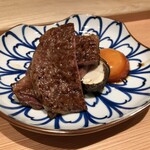 雪月花 銀座 - サーロイン 卵黄・松茸　塩・胡麻油