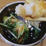 Teuchi Soba Kosuge - イカ天の出汁餡かけアップ