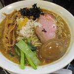 麺屋 葵 - 煮干し背脂そば大盛（960円）+味付け玉子