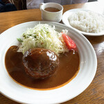 とわいらいと - 【2020年10月】ハンバーグ＠900円（ライス、スープ付き）、提供時。