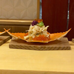 銀座 しのはら - ヒシガ二の甲羅返し～卵豆腐、渡り蟹、毛蟹、イクラ、オクラ