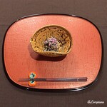 御料理 寺沢 - 薇､黒皮､香茸､柿の白和え