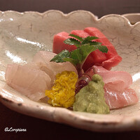 御料理 寺沢 - 星鰈､大間産本鮪 中ﾄﾛ､真鯛の腹身