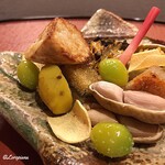 御料理 寺沢 - 海老芋素揚げ､焼栗､銀杏素揚げ､茹で生落花生