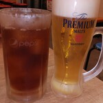 串カツどらん - 生ビール＆ウーロン茶