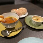 TIDE TABLE Shiomi - あさりのスープ、パン、ポテトグラタン
                