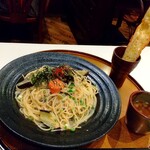 Pasuta No Kama - 明太子と高菜・ナスの和風パスタ（L）セット