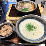 そうめん酒場はやし  - Aセット豆乳そうめん(小)と副菜3品と寝かせ玄米/800円(税込)