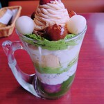 Bikkuri Donki - びっくり！ジョッキパフェ（抹茶＆マロン）〈税抜き￥1007〉。
                        最初は美味しく食べれましたが後半が辛い！