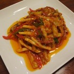 楽山 - 牛肉と茄子とマコモダケの四川炒め