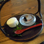 ｳｪﾙｶﾑｽｲｰﾂ（酒粕ｱｲｽ最中＆わらび餅）