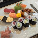 Taizushi - 盛合せ　寿司7貫と鉄火巻・かっぱ巻