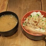 炙処 火ノ膳 - しじみ汁と干物まぜご飯