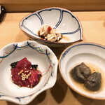 鮨處つの田 - 鯨のお肉･近江産のなまこ･鱈の白子ポン酢