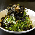 Mizuna and Korean seaweed salad