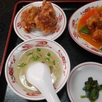 福臨 - 日替ランチB酢豚＋鶏唐揚（２コ）定食ご飯大盛り