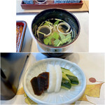 うなぎ川誠 - 肝吸いにお漬物
奈良漬けは鰻に合うのです♪