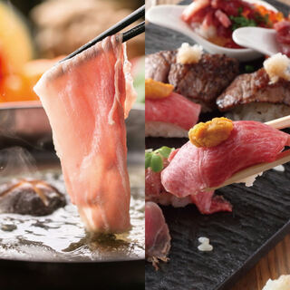 ダブル食べ放題 3時間飲み放題付 元祖黒豚しゃぶ 肉寿司食べ放題コース 全9品 3480円 しゃぶ庵 山屋 新宿店 しゃぶ庵 やまや 新宿西口 居酒屋 食べログ