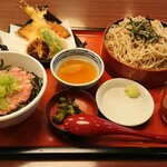 和風レストランまるまつ - 天ざるそば+ミニネギトロ丼セット