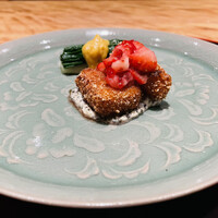 お料理 佐藤 - 平貝 苺・胡麻ソース