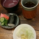 津田園本店 - 塩むすびと蕎麦湯