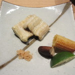 鮨 麻生 平尾山荘 - 鮑の次は鰻の白やき、蒲焼も良いけど素材自体の味の解る白やきもこういう時には良いですね。